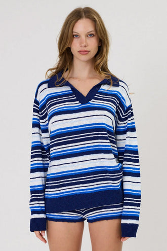 Remain Ivy Polo - Cobalt Stripe