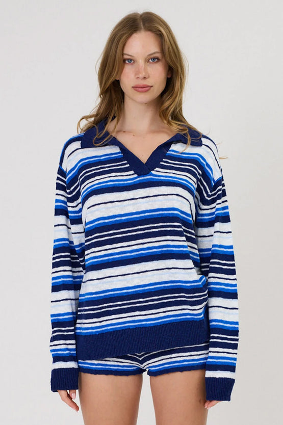 Remain Ivy Polo - Cobalt Stripe
