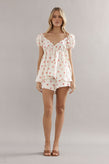 Caitlin Crisp Isla Blouse - Pink Spot Linen