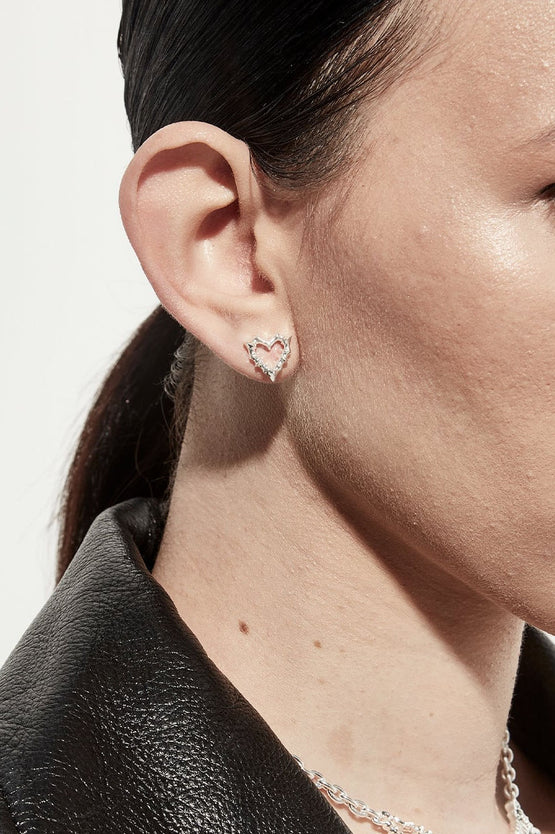 Stolen Girlfriends Club Jagged Heart Studs - Silver