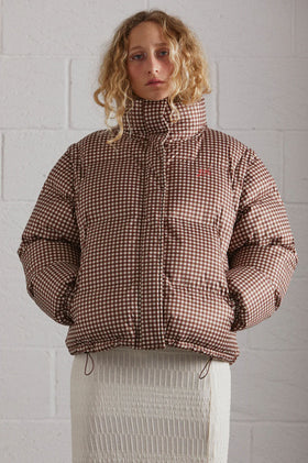 Damson Madder Jennifer Check Puffer - Choc
