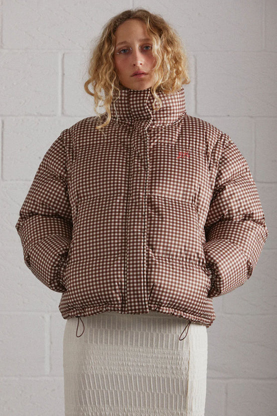 Damson Madder Jennifer Check Puffer - Choc
