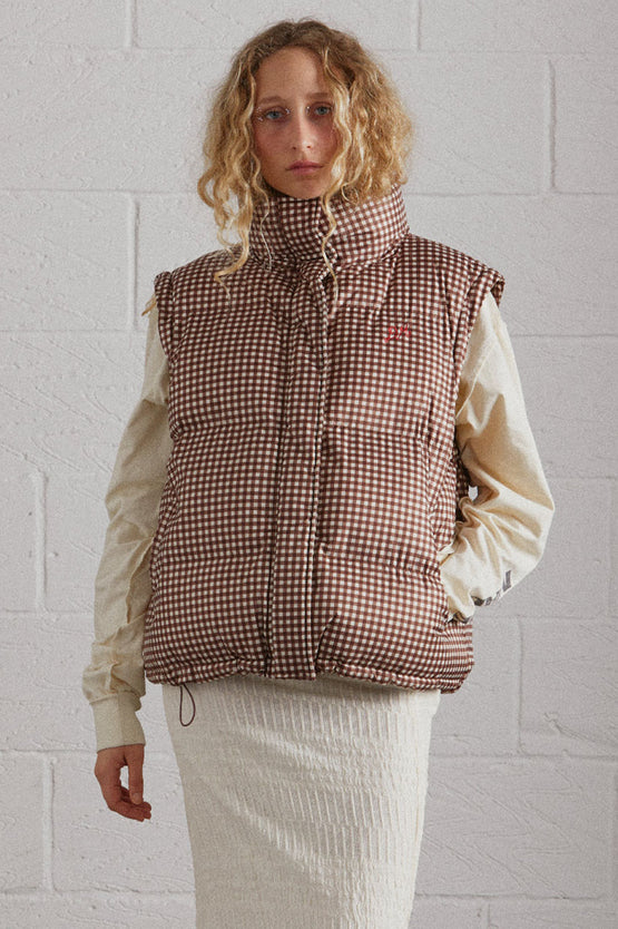 Damson Madder Jennifer Check Puffer - Choc