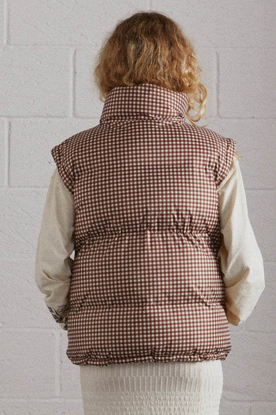 Damson Madder Jennifer Check Puffer - Choc