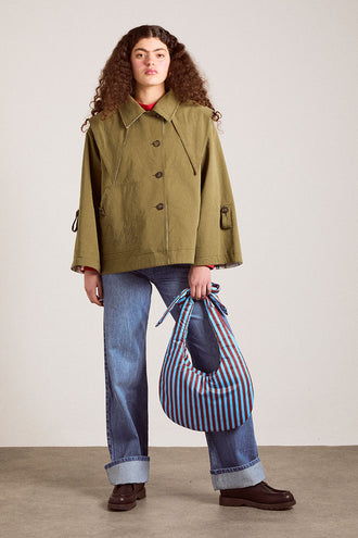 Damson Madder Jerry Crop Trench Coat - Olive