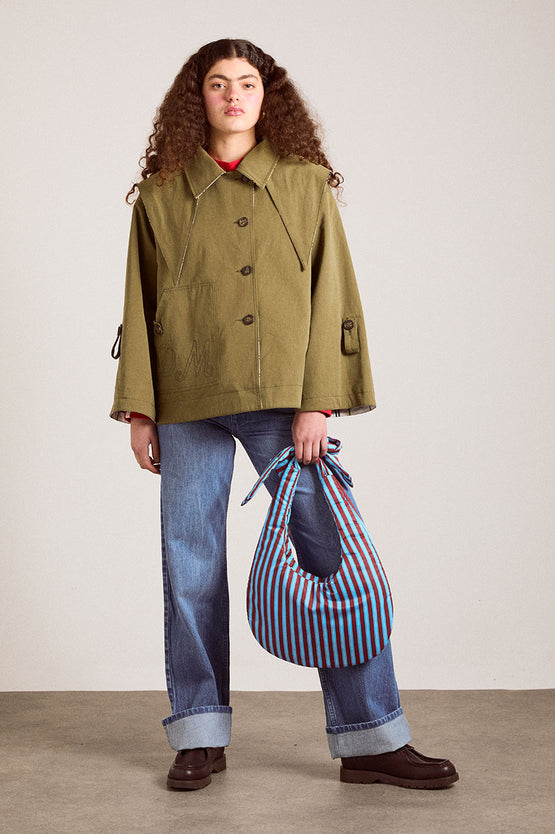 Damson Madder Jerry Crop Trench Coat - Olive