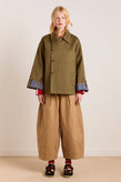 Damson Madder Reversible Jerry Crop Trench Coat - Olive