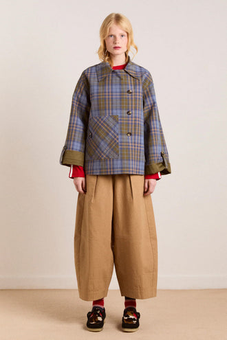 Damson Madder Reversible Jerry Crop Trench Coat - Olive
