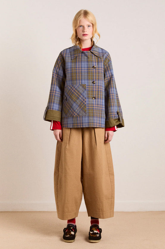 Damson Madder Reversible Jerry Crop Trench Coat - Olive