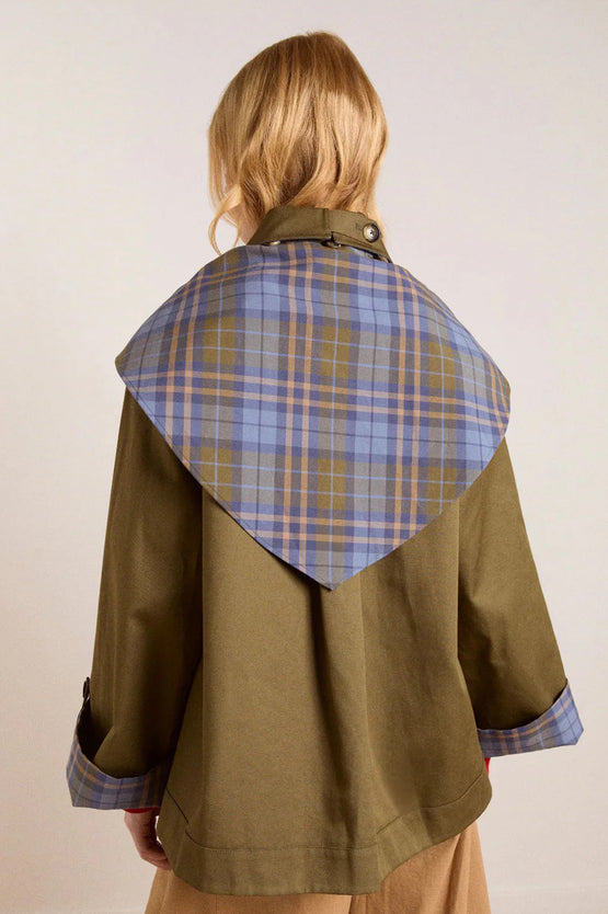 Damson Madder Reversible Jerry Crop Trench Coat - Olive