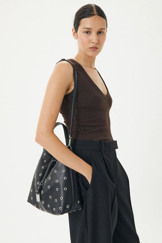 Brie Leon Josie Eyelet Bucket Bag - Black