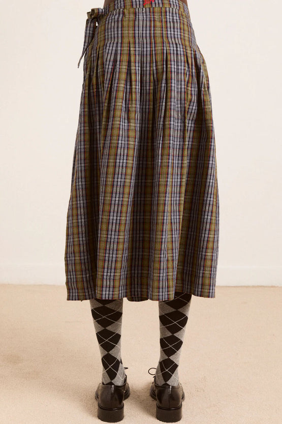 Damson Madder Josie Midi Skirt - Check