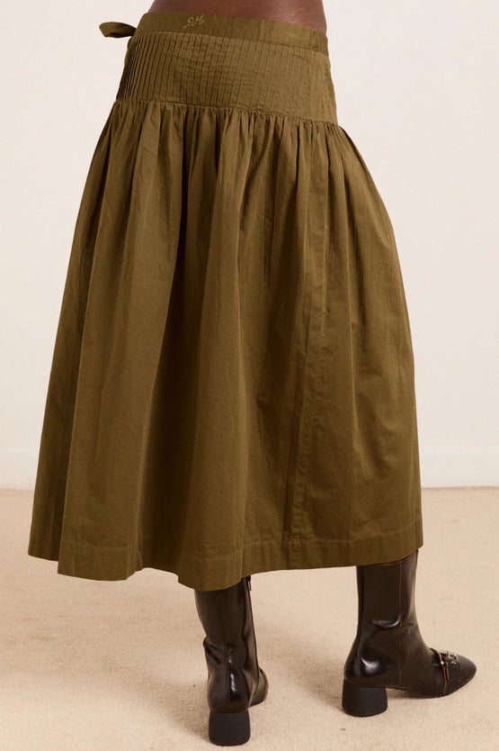 Damson Madder Josie Midi Skirt - Olive