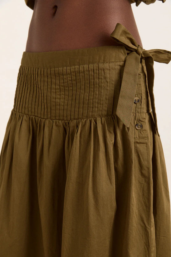 Damson Madder Josie Midi Skirt - Olive