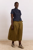 Damson Madder Josie Midi Skirt - Olive Satin