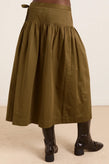 Damson Madder Josie Midi Skirt - Olive Satin