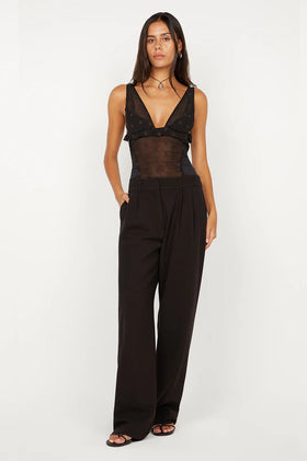 Bec & Bridge Karla V Neck Top - Black/Choc