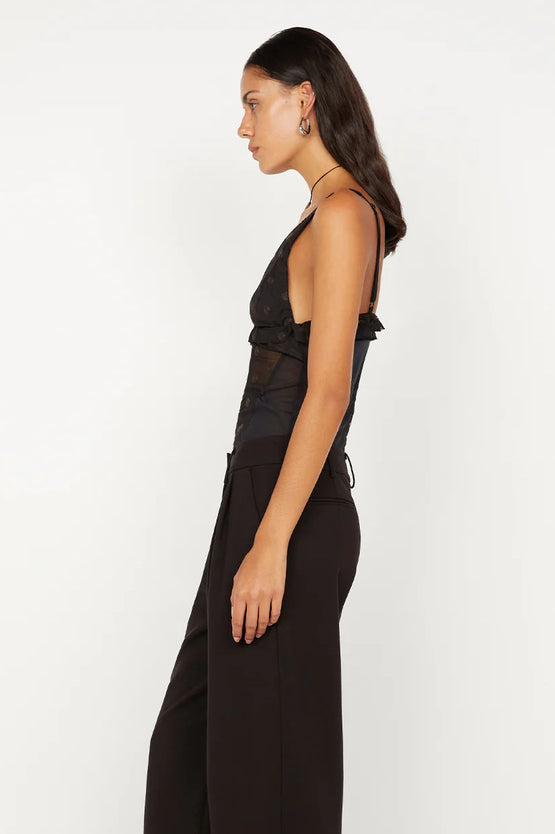 Bec & Bridge Karla V Neck Top - Black/Choc