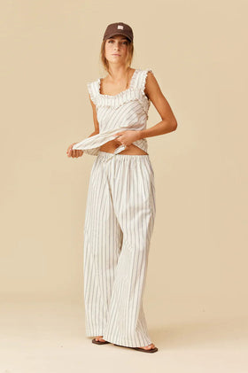 Ruby Keanu Pant - Navy Cream Stripe