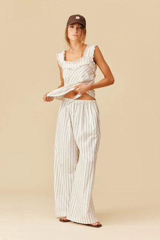 Ruby Keanu Pant - Navy Cream Stripe