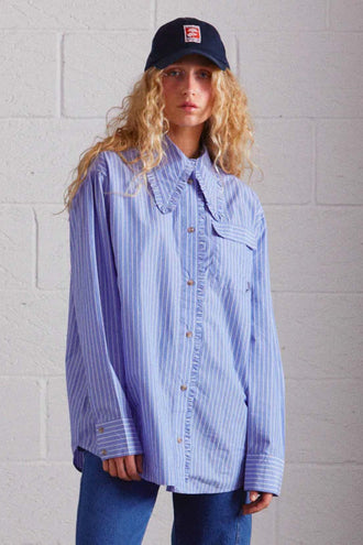 Damson Madder Kendall Ruffle Shirt - Blue