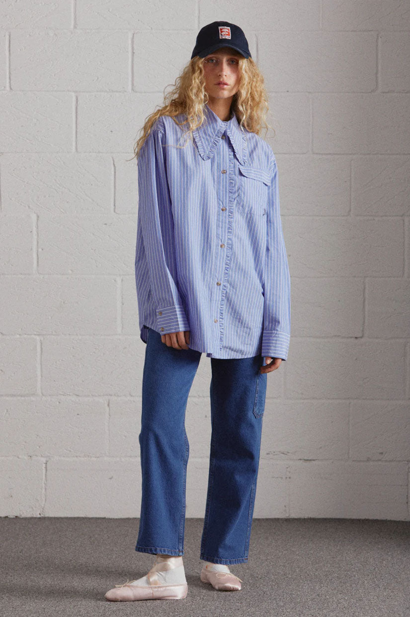 Damson Madder Kendall Ruffle Shirt - Blue
