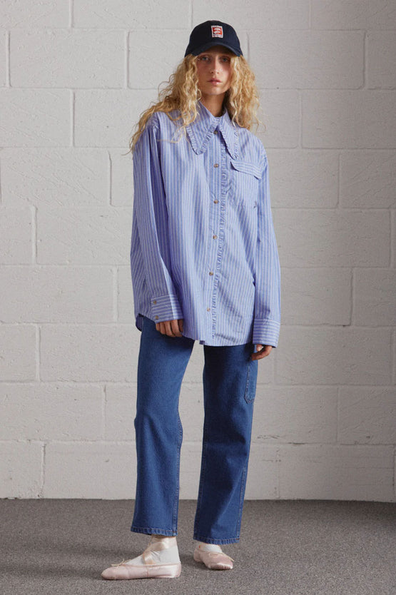 Damson Madder Kendall Ruffle Shirt - Blue