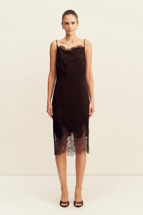 Shona Joy Lucia Lace Midi - Espresso