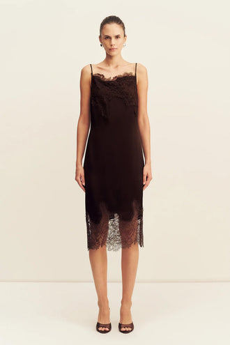Shona Joy Lucia Lace Midi - Espresso