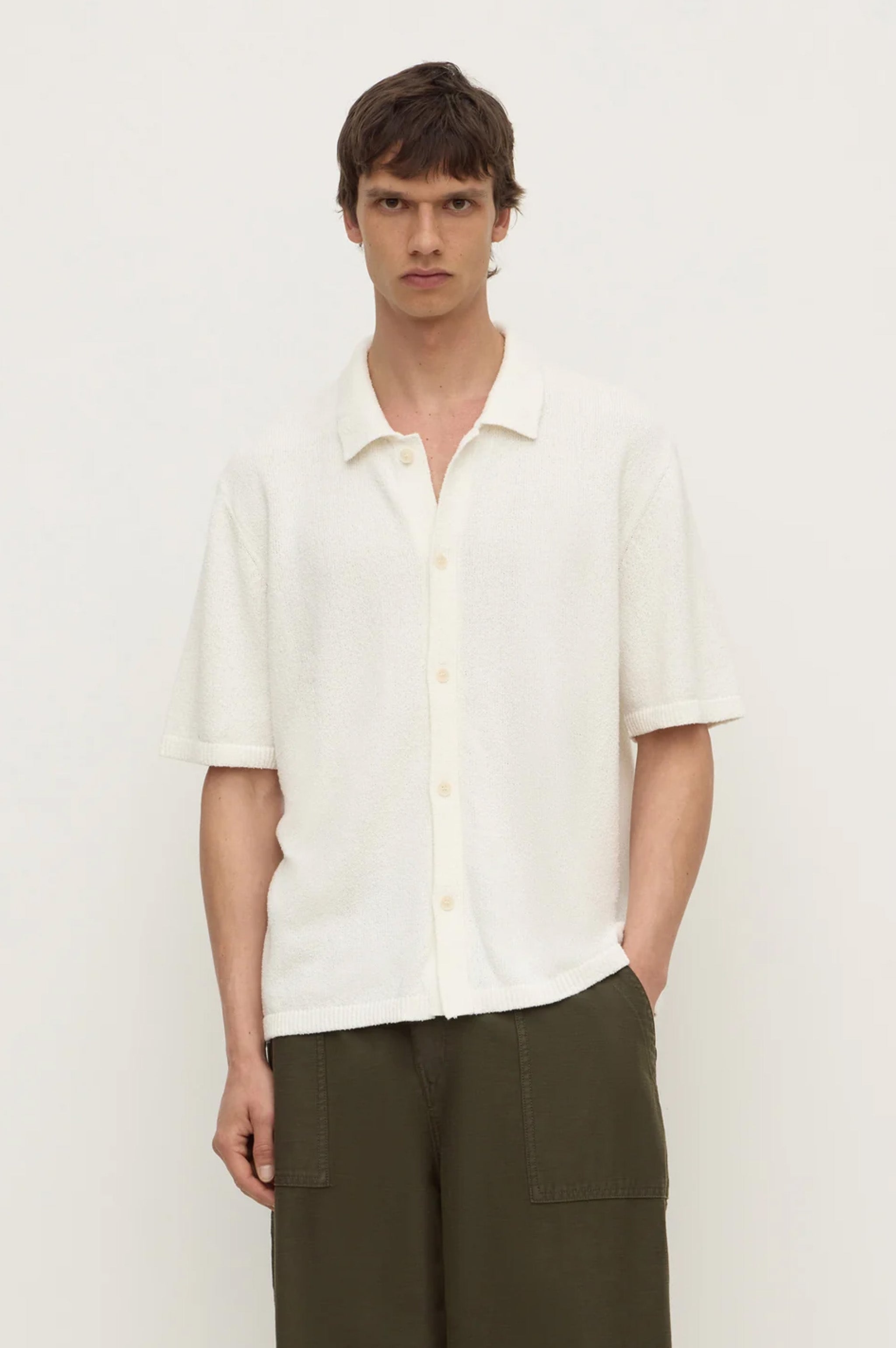 Assembly Lance Boucle Knit SS Shirt - Cream