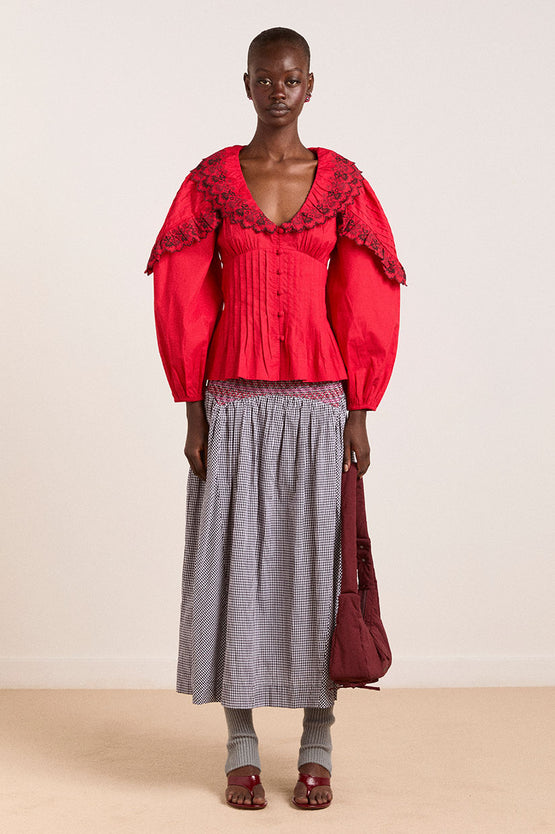 Damson Madder Layla Godet Skirt - Black White