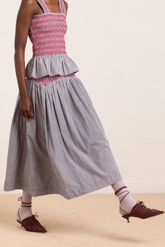 Damson Madder Layla Godet Skirt - Black White