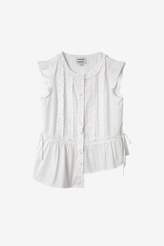 Damson Madder Leighton Ruffle Blouse - White
