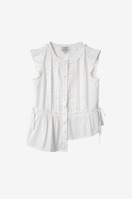 Damson Madder Leighton Ruffle Blouse - White