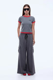 Ena Pelly Lenny T-Shirt - Charcoal/Red
