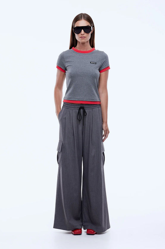 Ena Pelly Lenny T-Shirt - Charcoal/Red