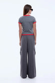Ena Pelly Lenny T-Shirt - Charcoal/Red
