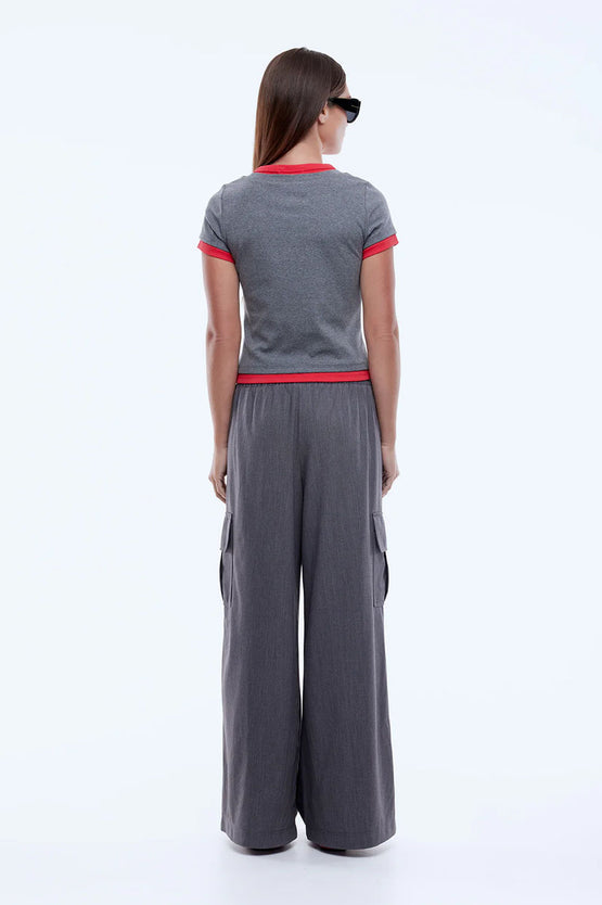 Ena Pelly Lenny T-Shirt - Charcoal/Red