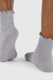 Baggu Lettuce Edge Sock Set Of 2 - Heather Grey / Black