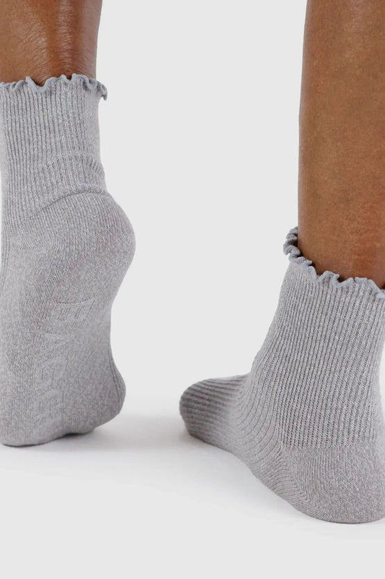 Baggu Lettuce Edge Sock Set Of 2 - Heather Grey / Black