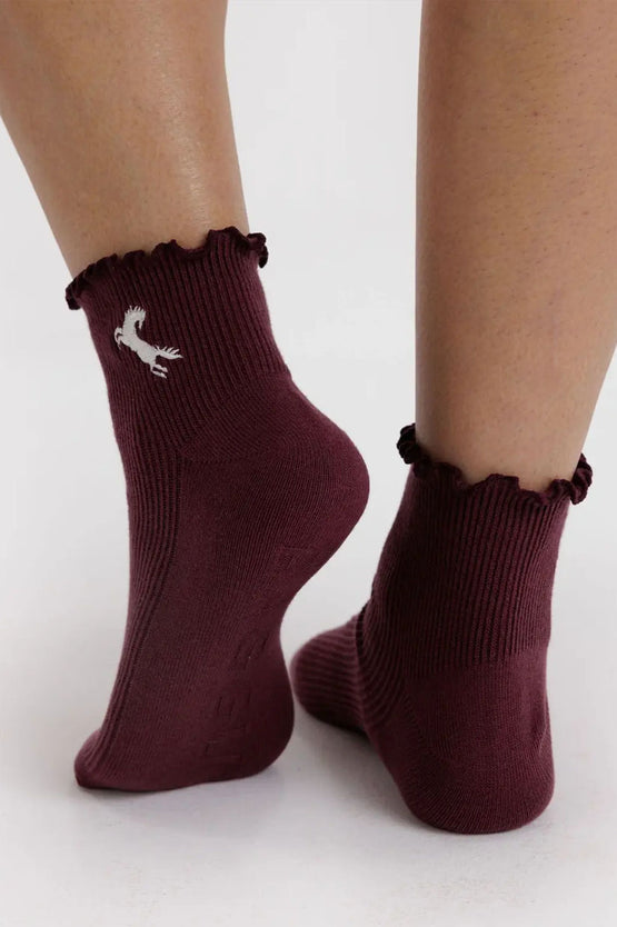 Baggu Lettuce Edge Sock Set Of 2 - Mahogany & Navy