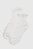 Baggu Lettuce Edge Sock Set Of 2 - White