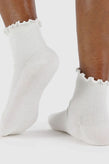 Baggu Lettuce Edge Sock Set Of 2 - White