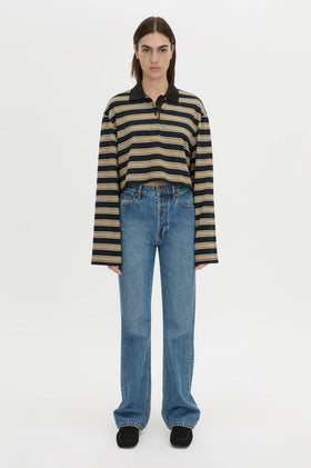 Camilla and Marc Liat Crop Polo - Black Stripe