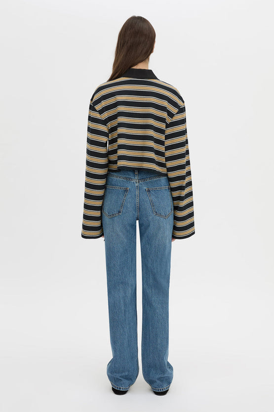 Camilla and Marc Liat Crop Polo - Black Stripe