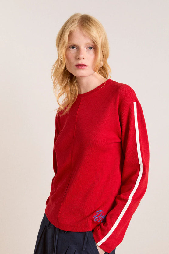 Damson Madder Lilah Stripe LS Top - Red