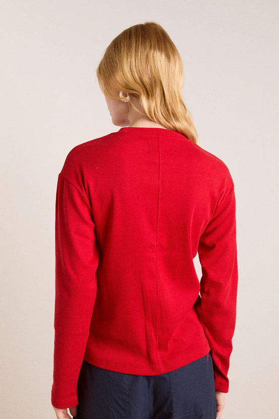 Damson Madder Lilah Stripe LS Top - Red