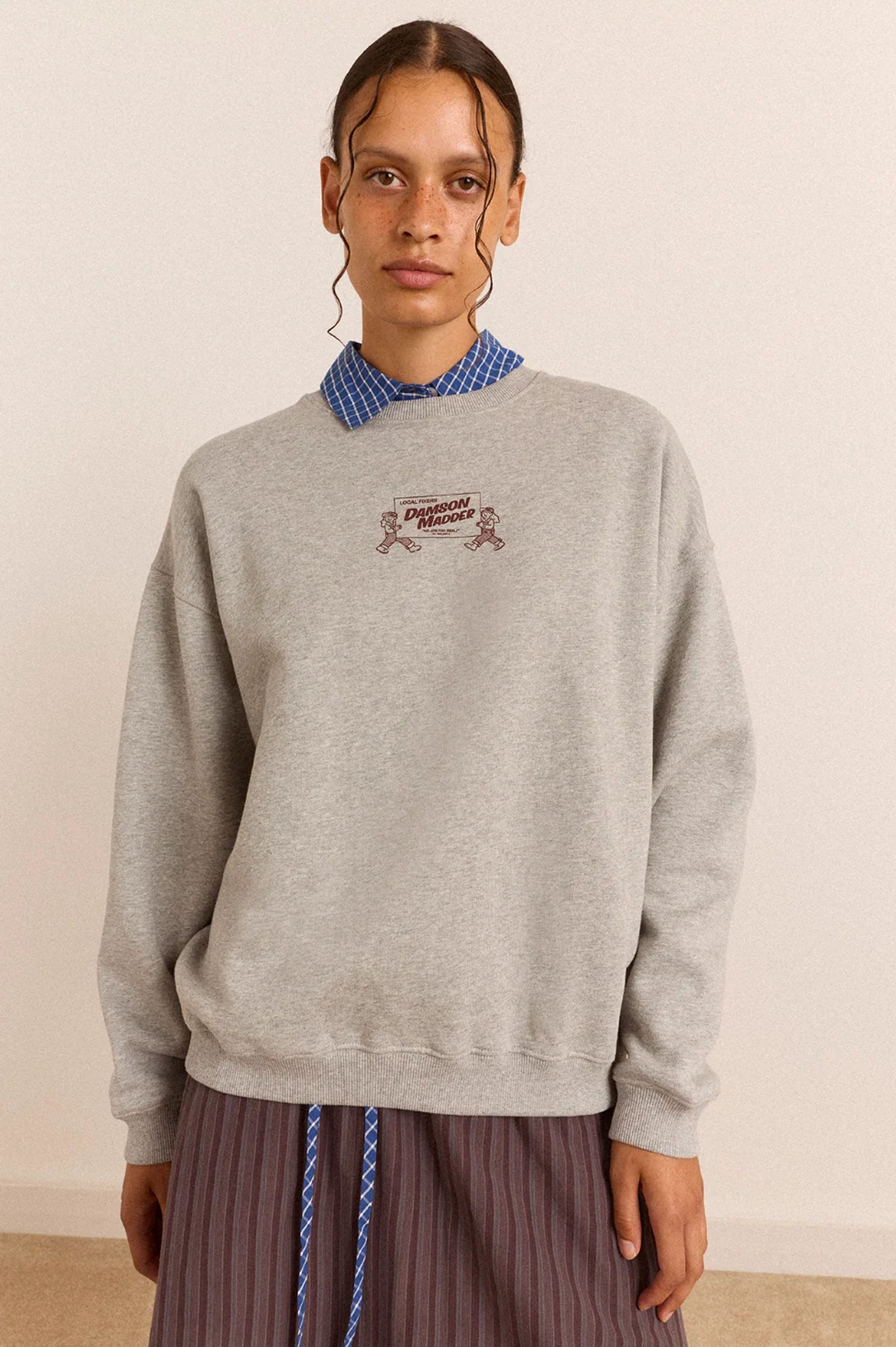 Damson Madder Local Fixers Sweatshirt - Grey