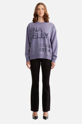 Ena Pelly Lola Stamped Sweater - Dark Iris