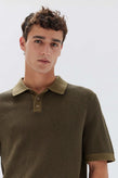 Assembly Lorne Knit SS Polo - Pea/Olive